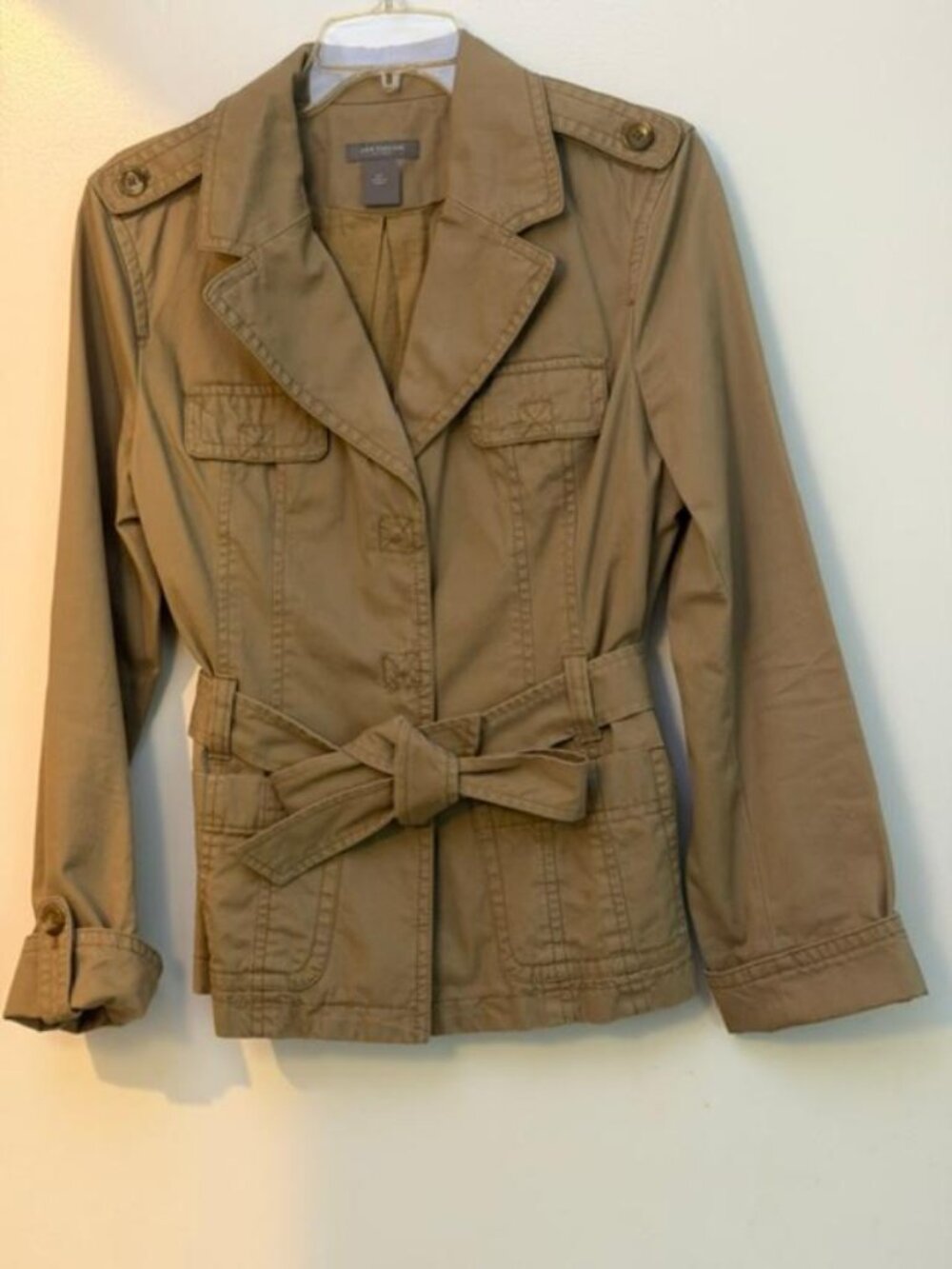Ann Taylor Khaki Safari Jacket-100% Cotton-Size PL